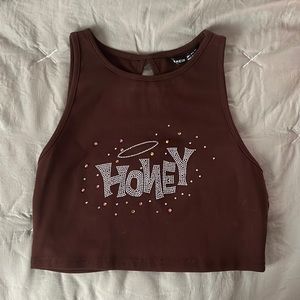 Brown honey crop top